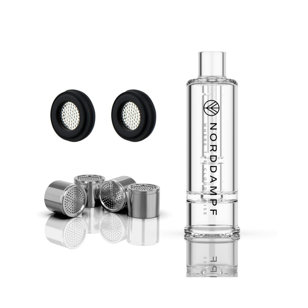 NORDDAMPF® | Barboteur/filtre à eau Relict + 4 capsules doseuses inox + 2 tamis avec faisceau silicone