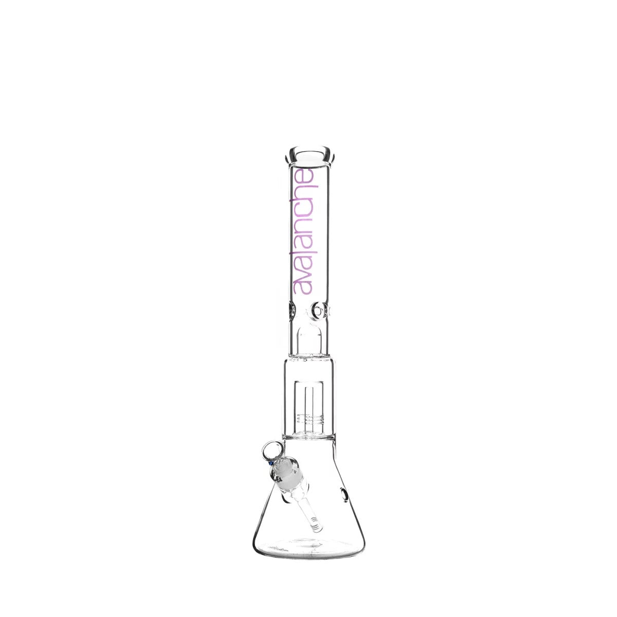 AVALANCHE® Beaker Pink Bong – Rosa Beaker-Bong mit zwei Cube Showerhead Perkolatoren, Spritzschutz und Eiskerben, 46 cm Höhe