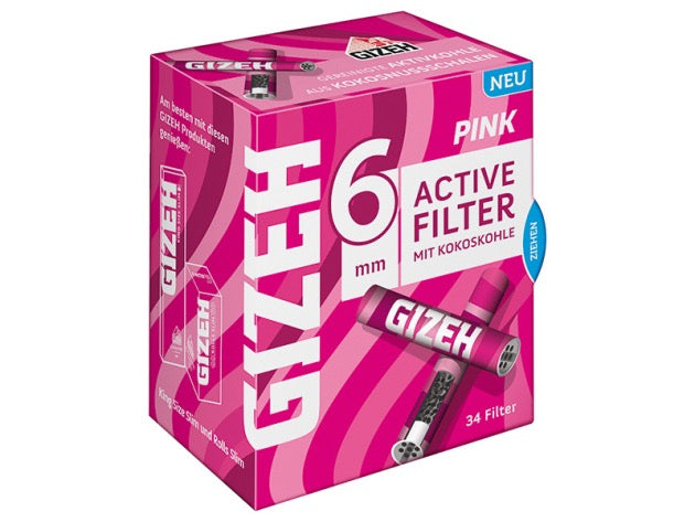 GIZEH® | Aktivkohlefilter - Pink Ø 6mm (34stk.)