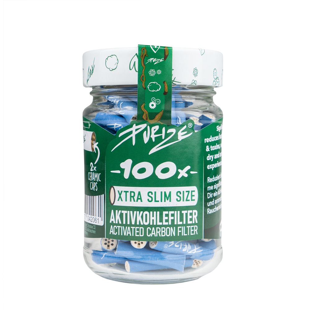 PURIZE® | Xtra Slim Size - filtre à charbon actif - verre Ø 6mm (100 pièces)