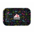 GIZEH® Comic Schwarz Rolling Tray – Metall-Tray mit schwarzem Comic-Design.