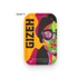 GIZEH® Faces Rolling Tray – Design 5 mit Brillenmotiv in Pink, Grün und Gelb.